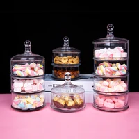 european style glass four layer candy jar with lid home dried fruit snack double layer storage box desktop necklace jewelry box