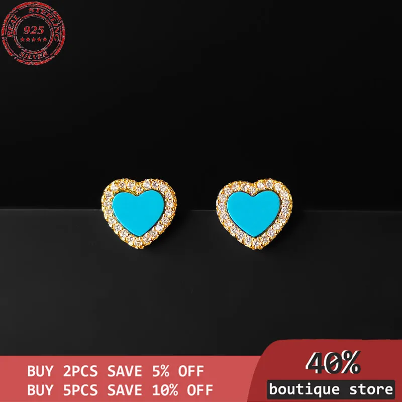 

Double Earrings S925 Sterling Silver Blue, love, female personality, simple summer style, fashion, luxury brand jewelry
