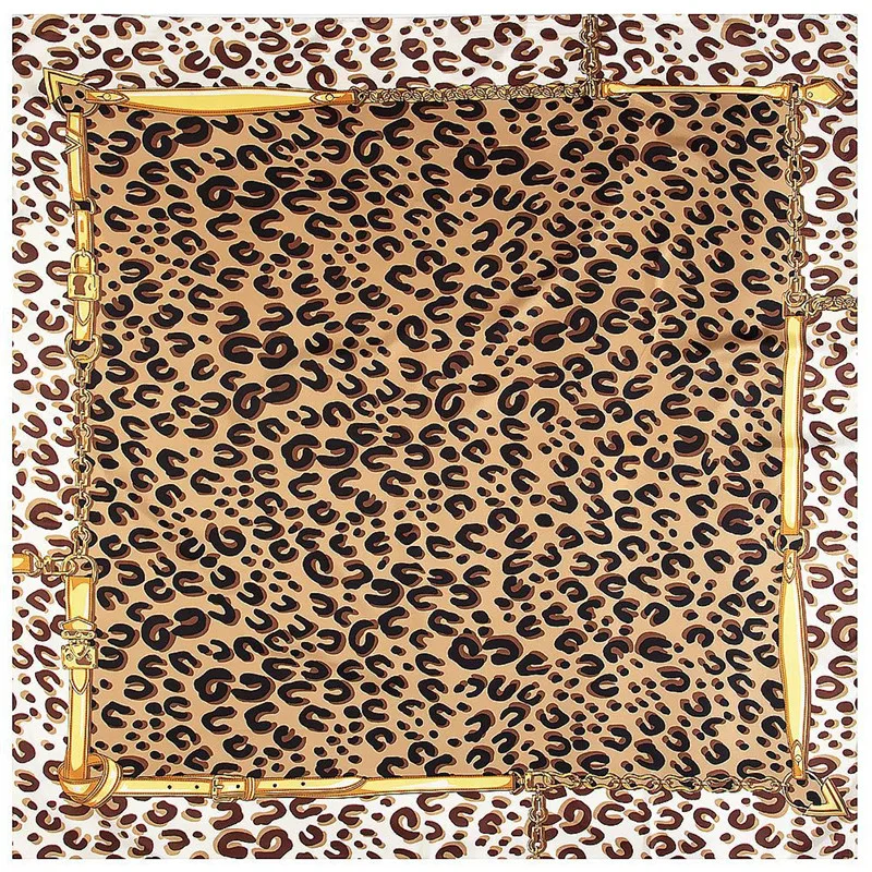 

130*130cm classic autumn and winter new 130cm chain leopard print women's scarf turban shawl large square twill scarves