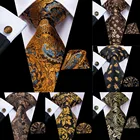 Hi-Tie, мужской галстук, роскошный, черный, золотой, Пейсли, Шелковый, Свадебный галстук для мужчин, Hanky, запонки, Подарочный галстук, набор, деловые, вечерние, Прямая поставка
