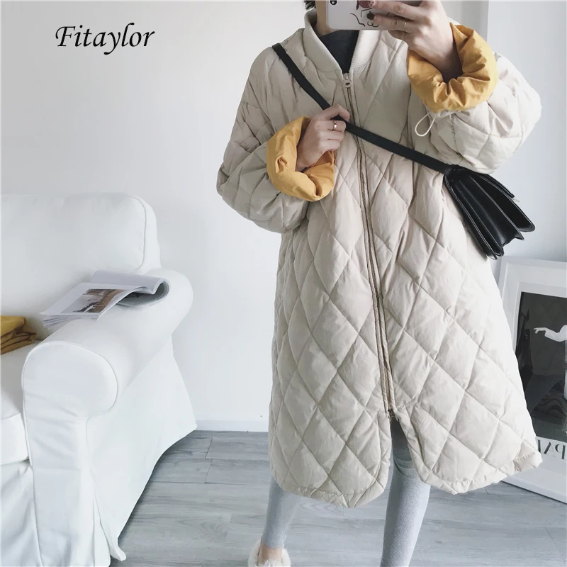Fitaylor зимняя парка на 90% белом утином пуху теплый свободный ультра легкий пуховик
