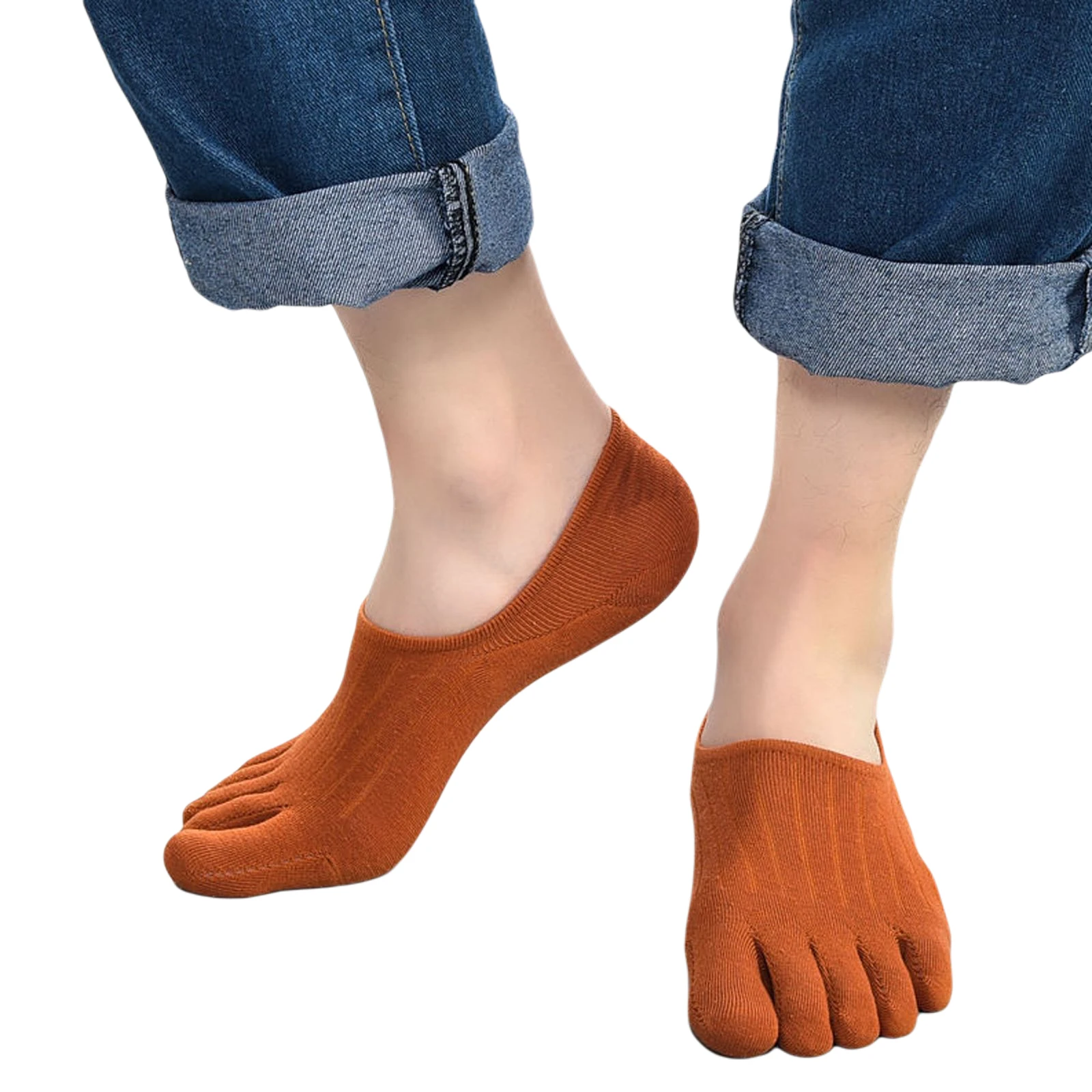 

3/5 Pairs Men Toe Socks Spring and Summer Adults Solid Color Anti-slip Silicone Hosiery