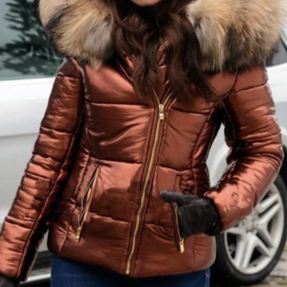 

Cotton Padded Jacket 2020 Parkas Female Women Winter Coat Thickening Cotton Winter Jacket Womens Black Faux Fur Outwear Silm