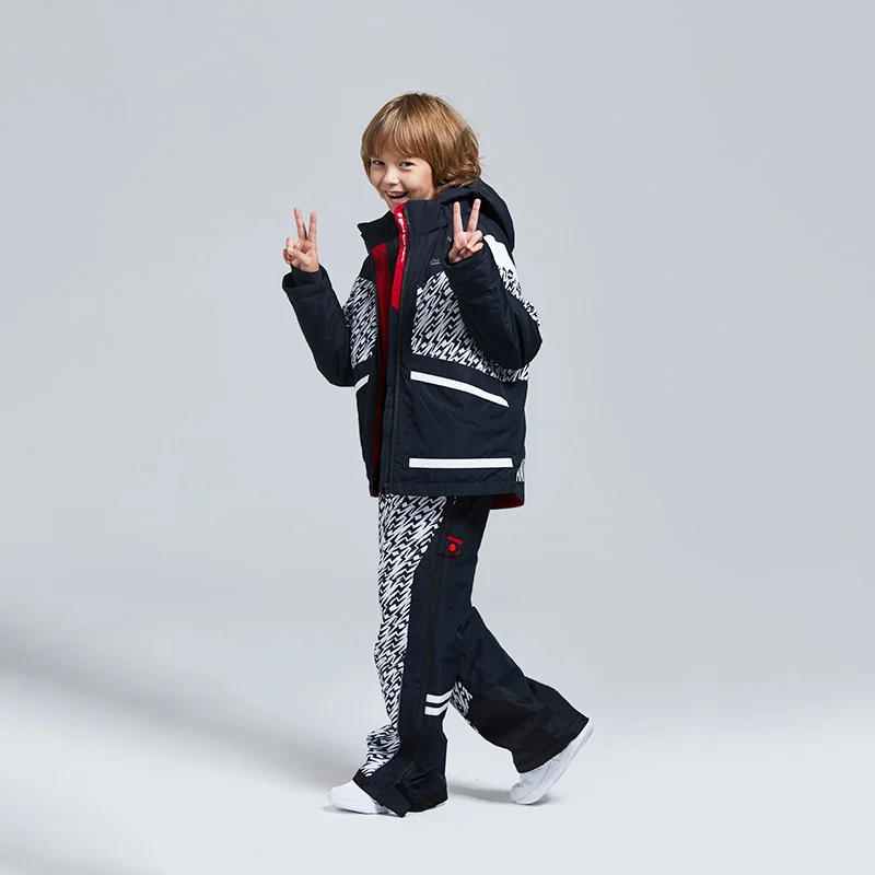 Детский Молодежный лыжный костюм зимняя модная трендовая теплая ветрозащитная и