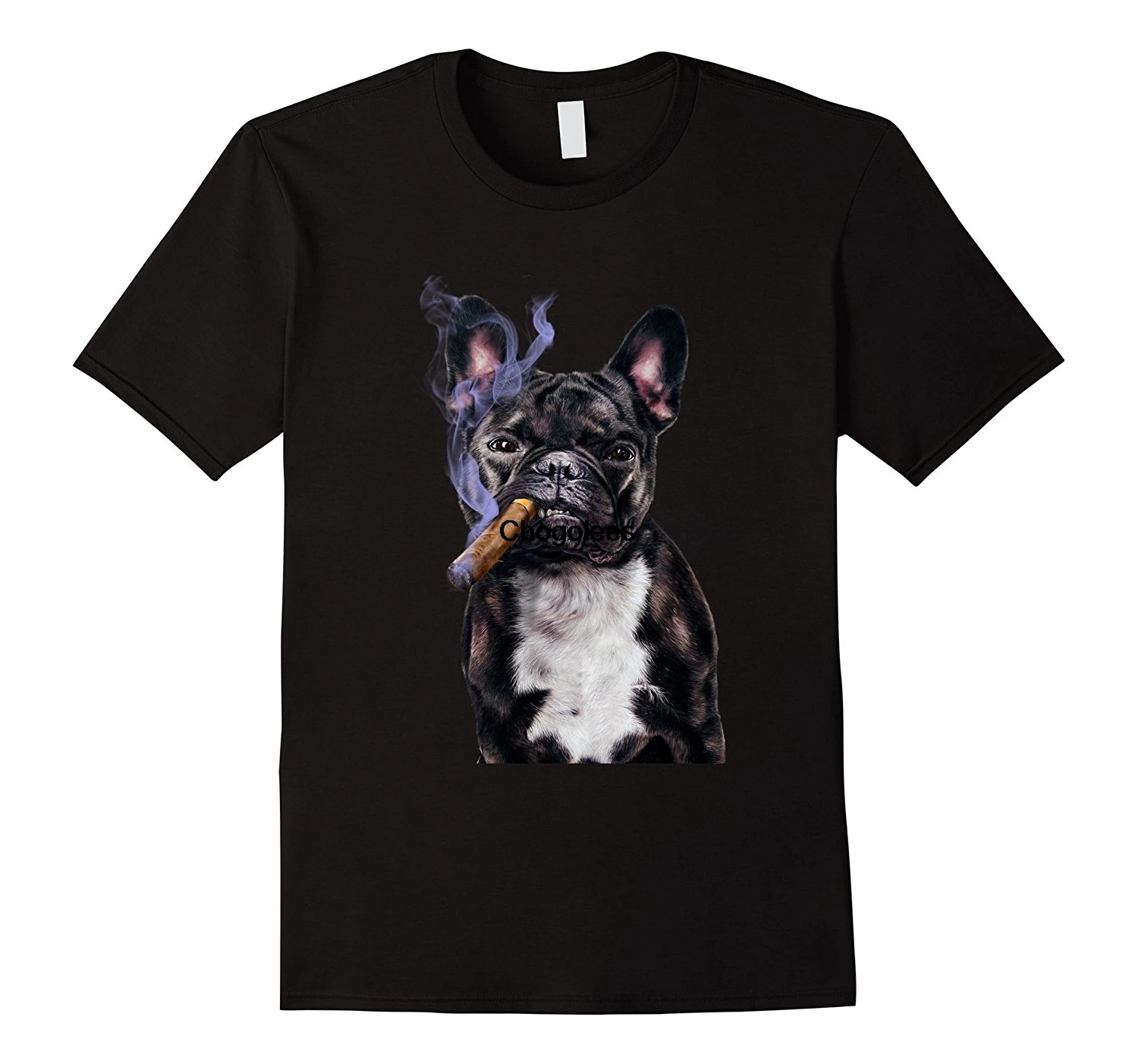 Мужская футболка гангстер французский бык курение сигар плохая собака |