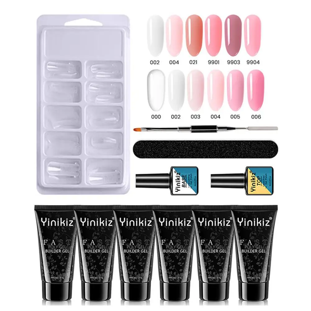 Полигель для наращивания ногтей УФ лак цветной гель с верхним и базовым