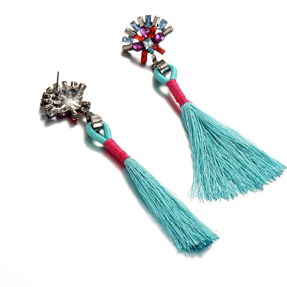 Женские богемные висячие серьги с бахромой модные длинные в Ретро этническом