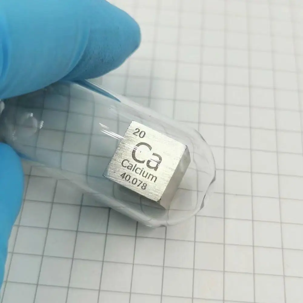 Кальциевый металлический 10 мм элемент куб 99.6% чистый для коллекции элементов |