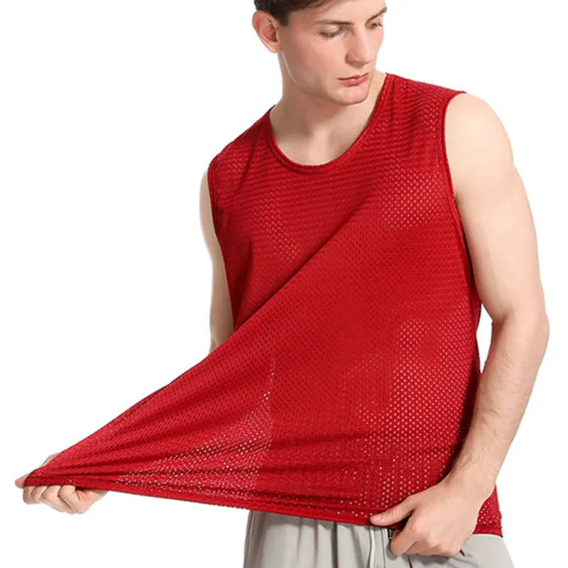 

Мужская майка для бега, мужская спортивная дышащая майка для фитнеса, быстросохнущая майка из ледяного шелка, Спортивная быстросохнущая кр...