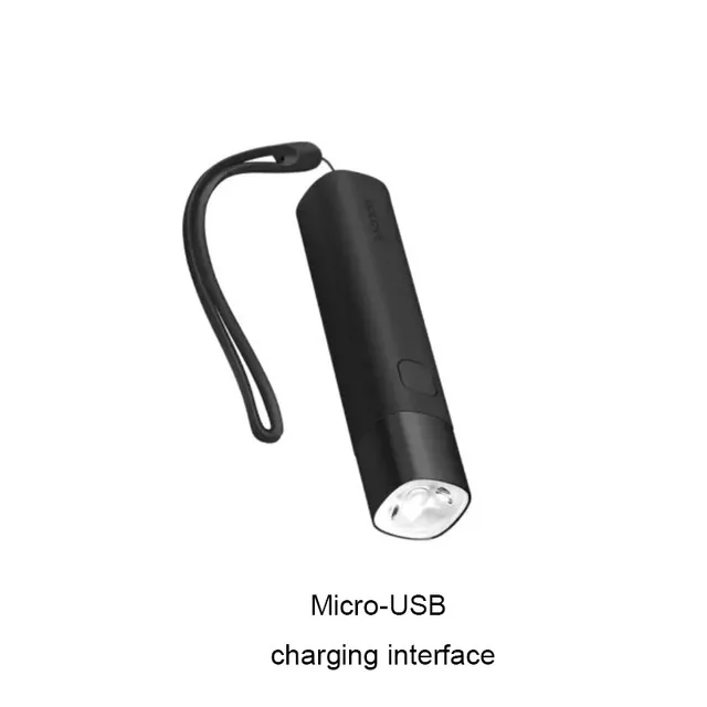 Black Micro-USB Xiaomi SOLOVE X3 фонарик USB Перезаряжаемый яркий 3000 мАч Внешний аккумулятор портативный мини светодиодный фонарь для улицы и телефона - Цвет: Black Micro-USB