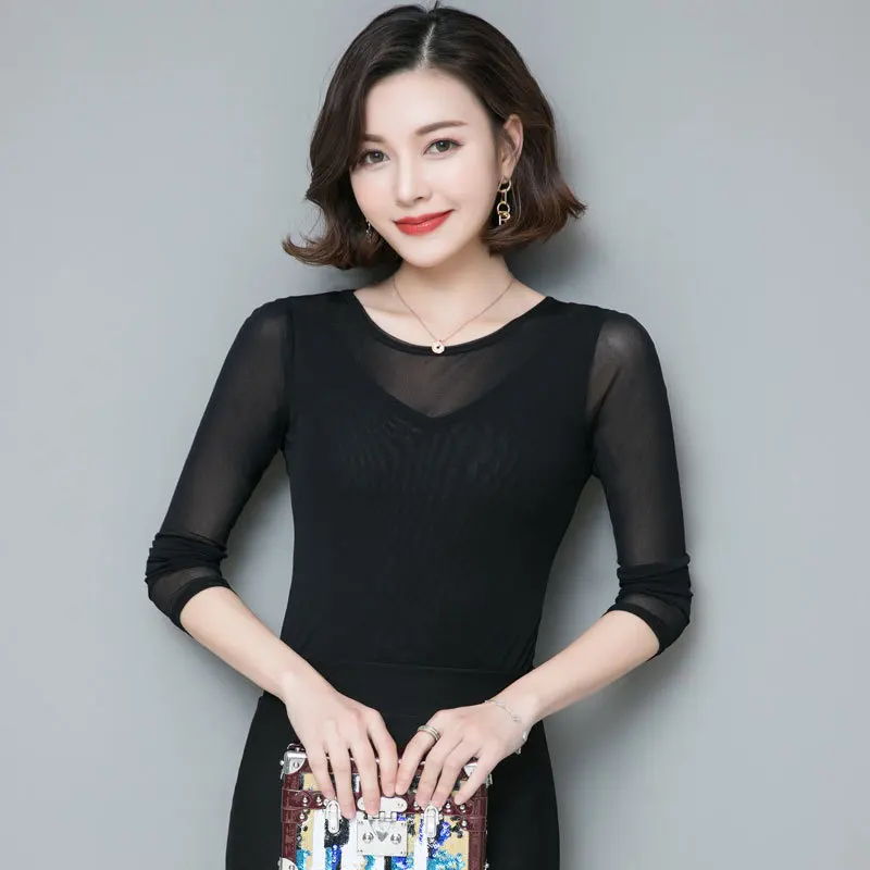 

Print Casual Cotton O Neck Long Sleeve t Shirt women harajuku Tee Tops Black
