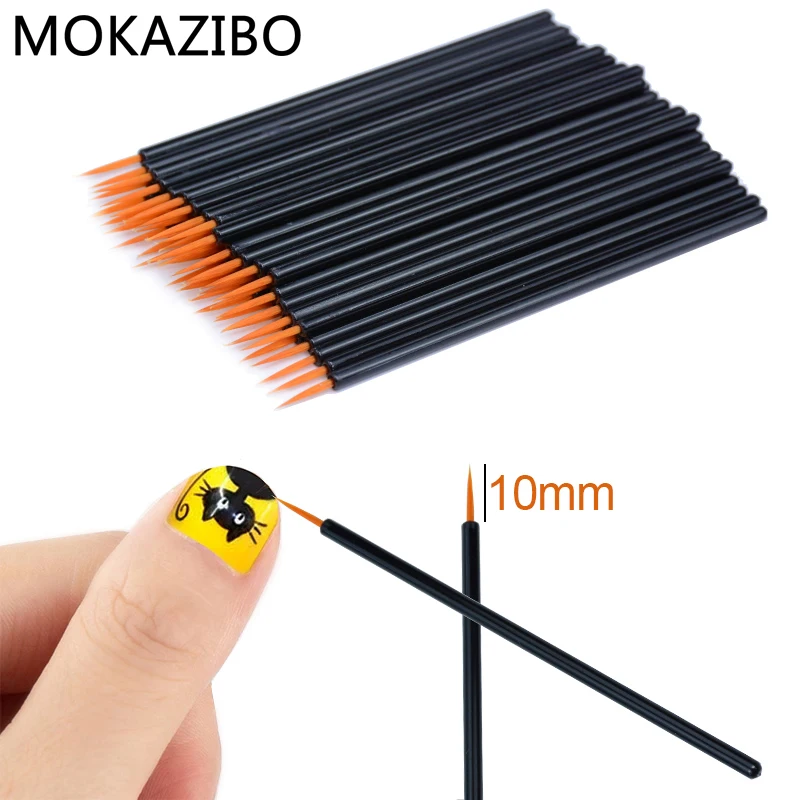 

100pcs/lot Black Handle Reusable Gel Liner Nail Art Brushes Painting Pen Beauty Makup Tools #ZYNWY-45