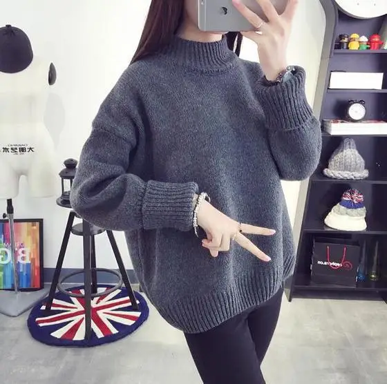 

0.6 Winter turtleneck sweater women pullover Warm sweater female Pure color wild basic turtleneck sweater Autumn Knit pullover