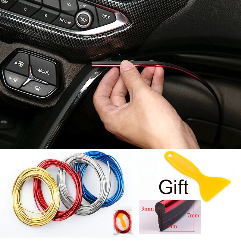 

5M Car Styling Interior Decoration Strips Moulding Trim Dashboard Door Edge Universal For Cars Auto Accessories 2021