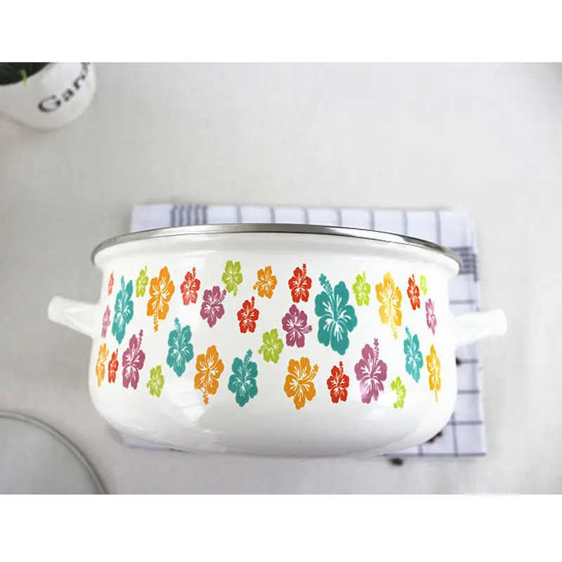 Эмалированная кастрюля для супа плоская 2-5 л толстая с крышкой приготовления