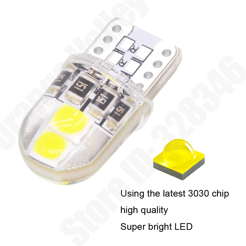 10 шт. автомобильные светодиодсветодиодный лампы W5W T10 194 168 4 SMD 3030 - купить по