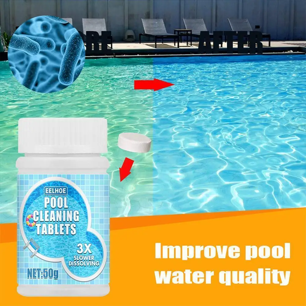 

50g Swimming Pool Cleaning Tablets Purify Water Disinfect Effervescent Cleani Toilet Foaming Cleaners Pills Instant Chlorin C6q9