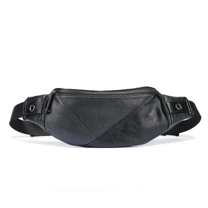 Black Waist pack Поясная Сумка мужская черная поясная сумка кожаная поясная Сумка водонепроницаемая сумка на бедрах вместительная банановые сумки молодой особенный мужской Противоугонный чехол - Цвет: Black Waist pack