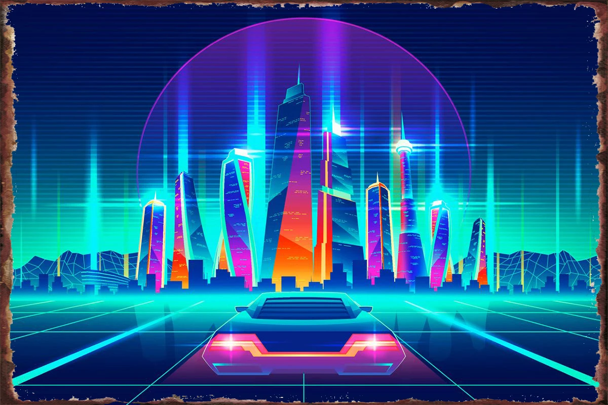 

Оловянная неоновая вывеска Synthwave в виде города, настенное украшение для комнаты, винтажный металлический знак в стиле ретро для художествен...