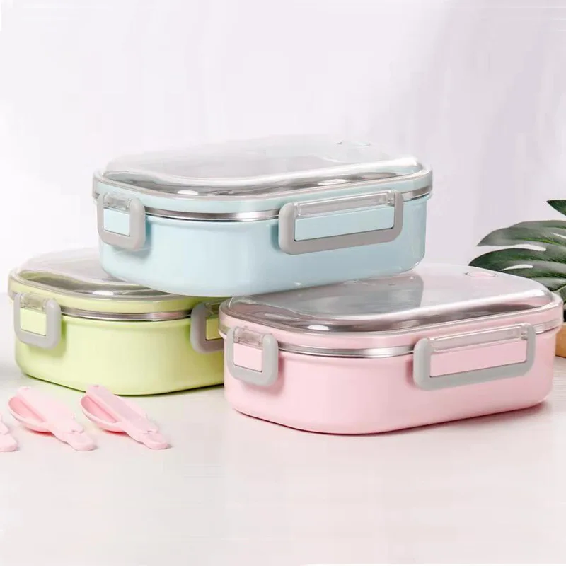 

Microwave food container portable Japanese lunch box with compartment tableware 304 stainless steel children's lunch box