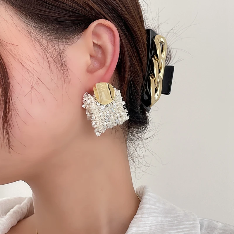 

New Fall Winter Women's Earrings Korean Style Fabric Earrings Fashion Vintage Jewelry Sweet Girl Accessories Party Gift Brincos