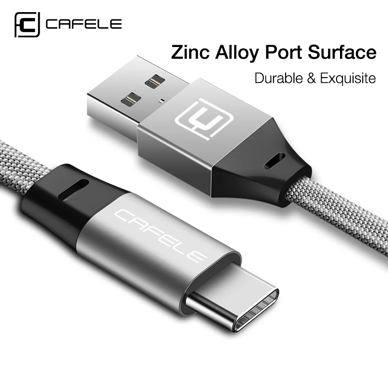 Cafele Тип usb C кабель для Xiaomi samsung huawei USB кабель быстрого зарядного устройства 8 Pin цинкового сплава для Тип usb-C кабель для передачи данных