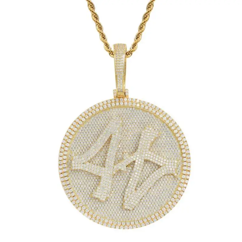 

Exquisite Size 44 Zircon Disc Alloy Pendant Necklace Men's Hip Hop Rock Biker Jewelry Gift