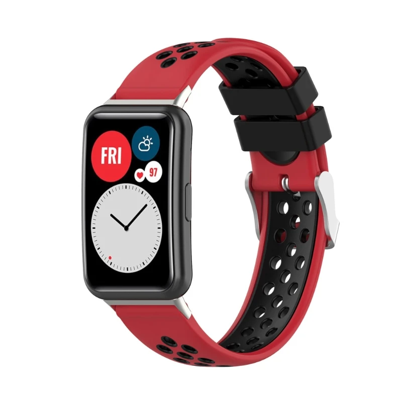 

Silicone Replacement Double Color Wrist Bracelet Strap Watch Band For -Huawei Watch Fit 1.64" Vivid AMOLED Display 124A