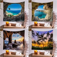 sea sunset tapestry wall hanging ocean beach printed wall tapestries beach landscape hippie tapestry for living room dorm decor