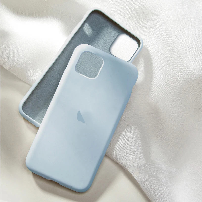 Gray blue Официальный силиконовый чехол для Apple iphone X Xs max 7 8 6 S 6 S Plus X XR с логотипом чехол для iphone 11 Pro max чехол - Цвет: Gray blue