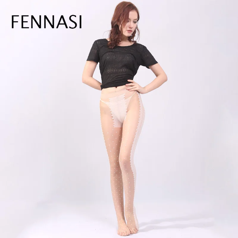 FENNASI женские колготки в горошек жаккардовые Цветочные полосатые T промежность