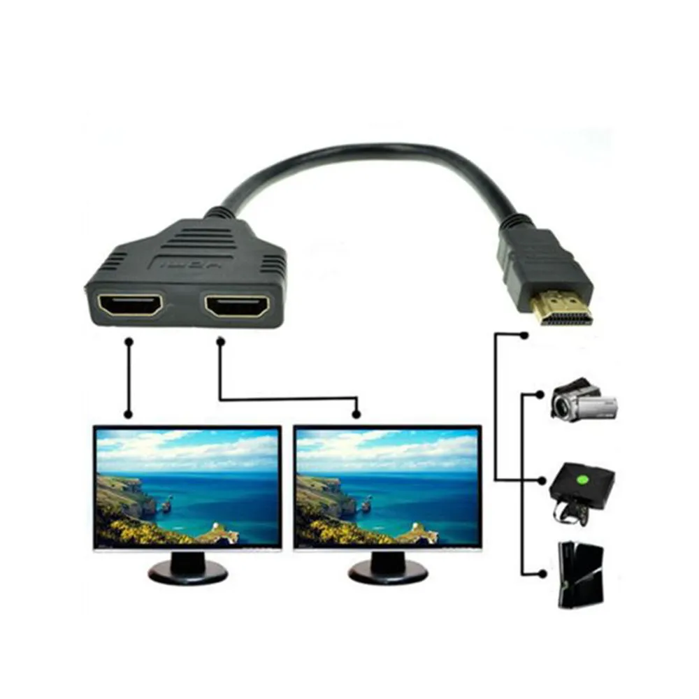 Хорошее качество Binmer 1080p Hdmi порт штекер на 2 гнезда 1 в Выход разделитель кабель
