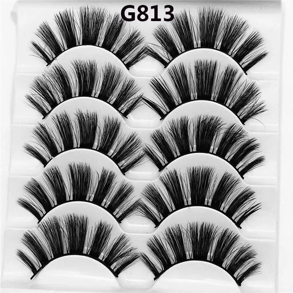 G813 Eyelash variety selection 5 pairs of 3D mink hair false eyelashes thick small beam eyelashes natural cross - Цвет: G813
