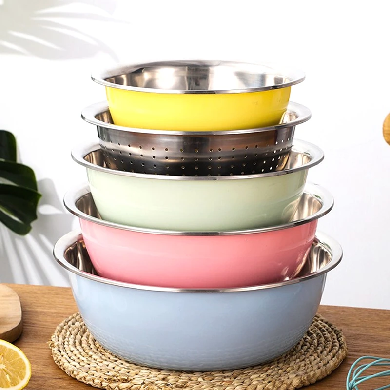 Салатница из нержавеющей стали со сливной корзиной ситечко кухонные овощные