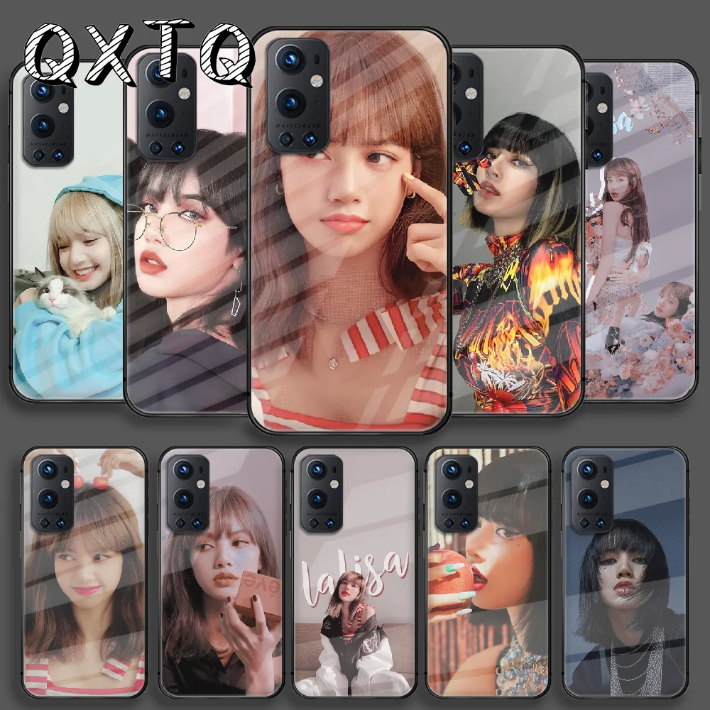 

Black Lisa Pink Tempered Glass Smart Phone Case For Oneplus Oppo Realme 5 6 7 8 9 T Find x3 Pro Nord Gt Cover Cell Coque Black