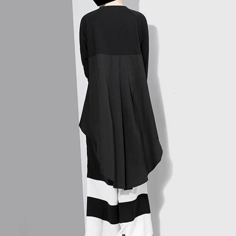 CHICEVER Асимметричная Повседневная футболка для женщин с круглым вырезом и длинным