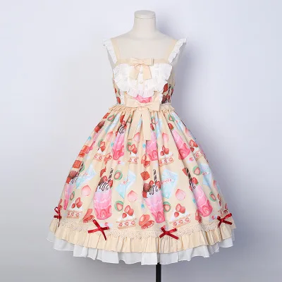 Платье JSK женское в готическом стиле милая рубашка с принтом горничной десертной