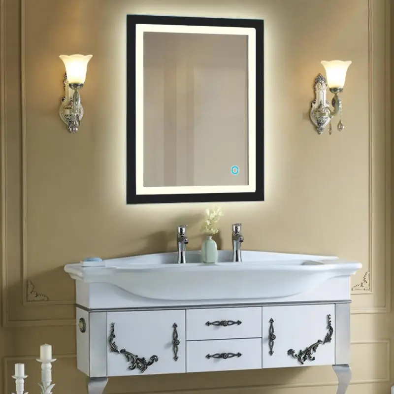

Зеркало для ванной со светодиодной подсветкой, сенсорное косметическое зеркало с белым светом для дома, ванной комнаты, HWC