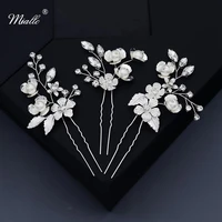miallo fashion flower crystal hair pins for women silver color wedding bridal hair accessories jewelry hairpin clips headpiece
