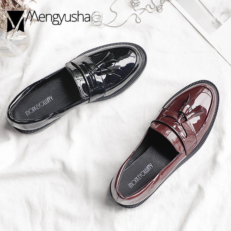 Женские плюшевые туфли оксфорды из кроличьего меха зимние кожаные на плоской