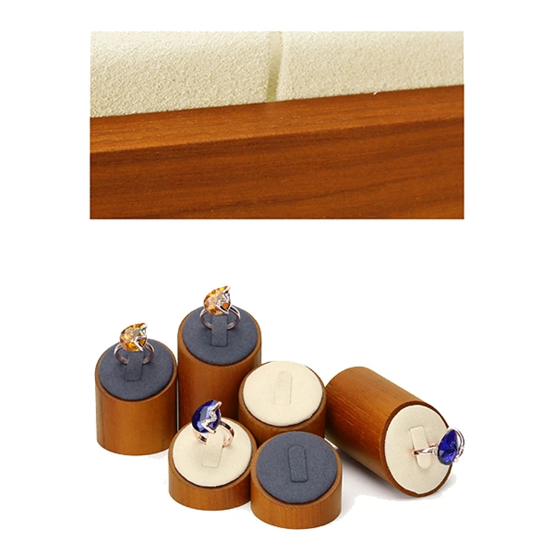 

6Pcs Solid Wood Ring Display Stand Jewelry High School Low Jewelry Props Storage Stall Display Shelf