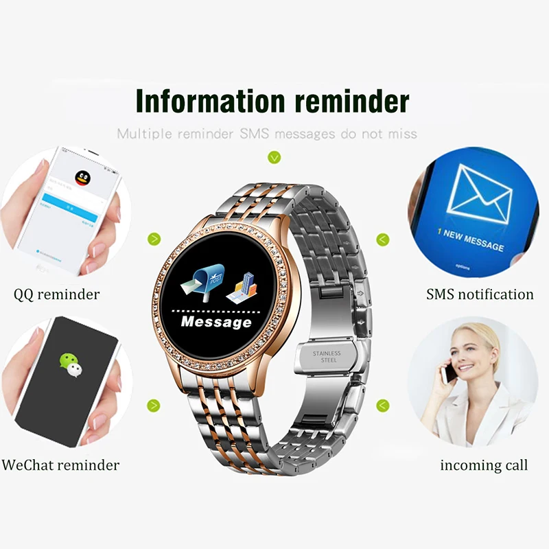 LIGE New Fashion Smart Watch Women Heart Rate Blood Pressure Sleep Monitoring Sport Multifunctional Mode Waterproof Smartwatch |