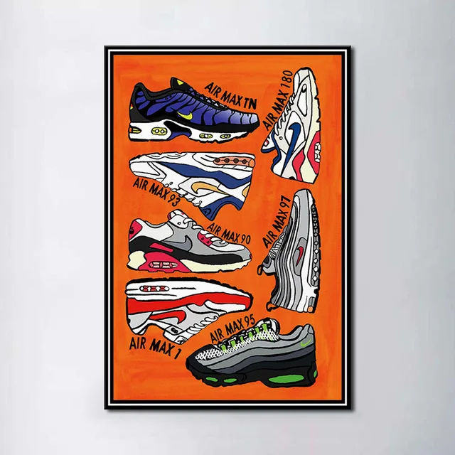 Кроссовки Майкл Джордан обувь мода AJ история Air Max на холсте плакат настенная живопись Печать украшение дома для гостиной - Цвет: BO YXCV2788-04