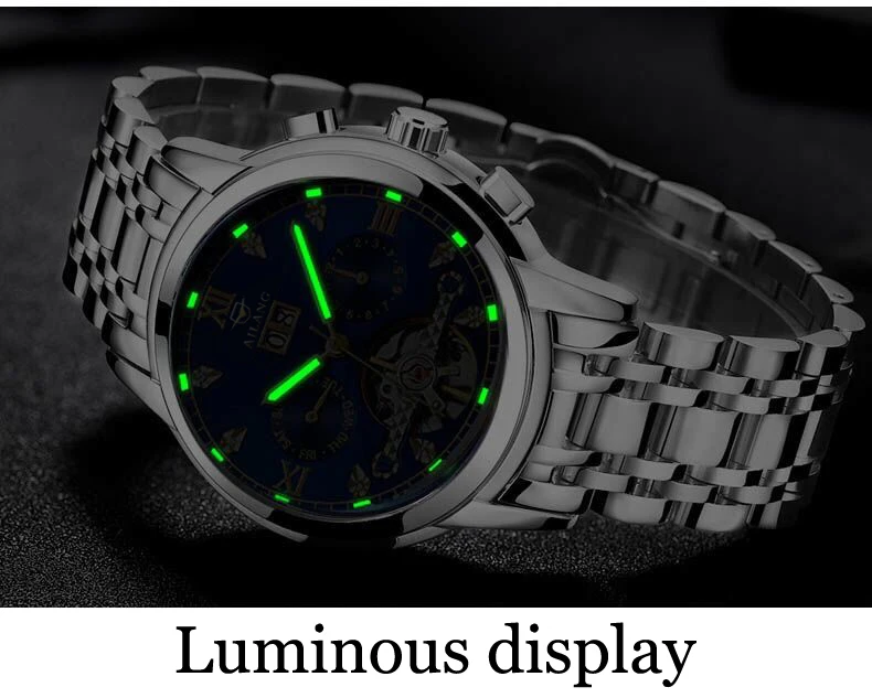 AILANG часы мужские люксовый бренд из нержавеющей стали Tourbillon несколько функций водонепроницаемые механические мужские часы