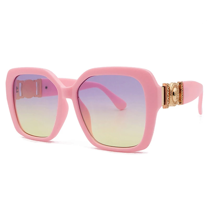 

2021Retro Large Frame Transparent Sunglasses Women Luxury Personality Metal Human Head Decoration Sun Glasses Men Shades