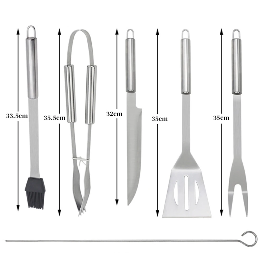 

10 Pcs Stainless Steel BBQ Tools Set Barbecue Grilling Utensil Accessories Camping Outdoor Cooking Tools Kit BBQ Utensils