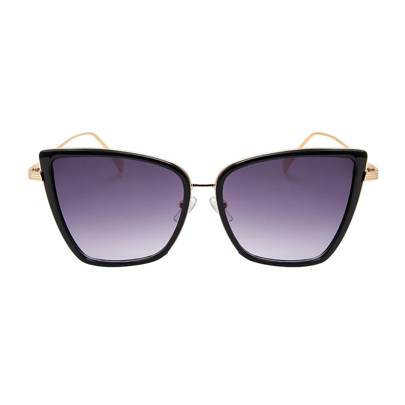 Новые брендовые дизайнерские солнцезащитные очки Cateye, женские винтажные металлические очки, зеркальные ретро очки Lunette De Soleil Femme UV400 - Цвет линз: C1