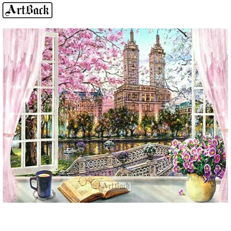 Картина из страз ARTBACK 5d городской пейзаж цветок полная квадратная/круглая