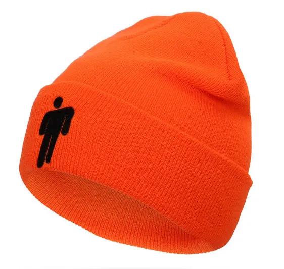 Billie Eilish Beanie, 15 цветов, вязаная зимняя шапка, одноцветная, в стиле хип-хоп, вязанная шапка Skullies, шапка, аксессуар для костюма, подарки, теплая зимняя шапка - Цвет: Orange