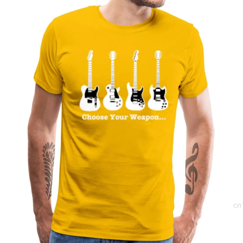 wählen sie ihre waffe t shirt männer band tees elektrische gitarre drucken tops t shirt einfache hip hop streetwear 100 baumwolle stoff cami